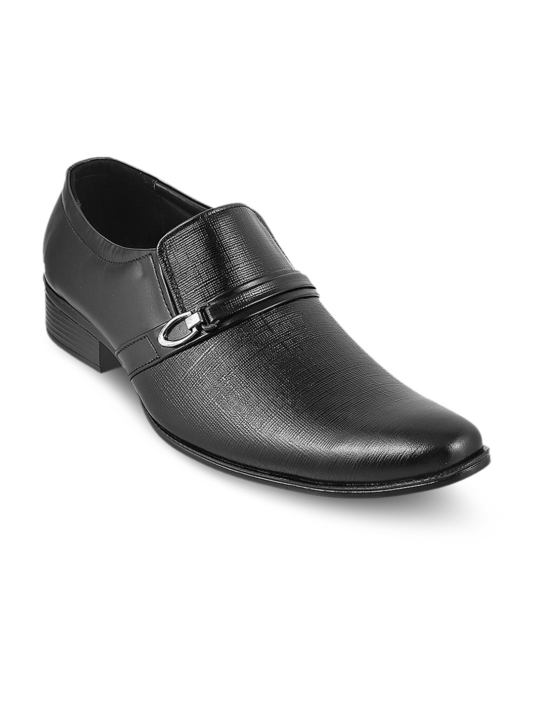 

Metro Men Black Leather Formal Slip-Ons