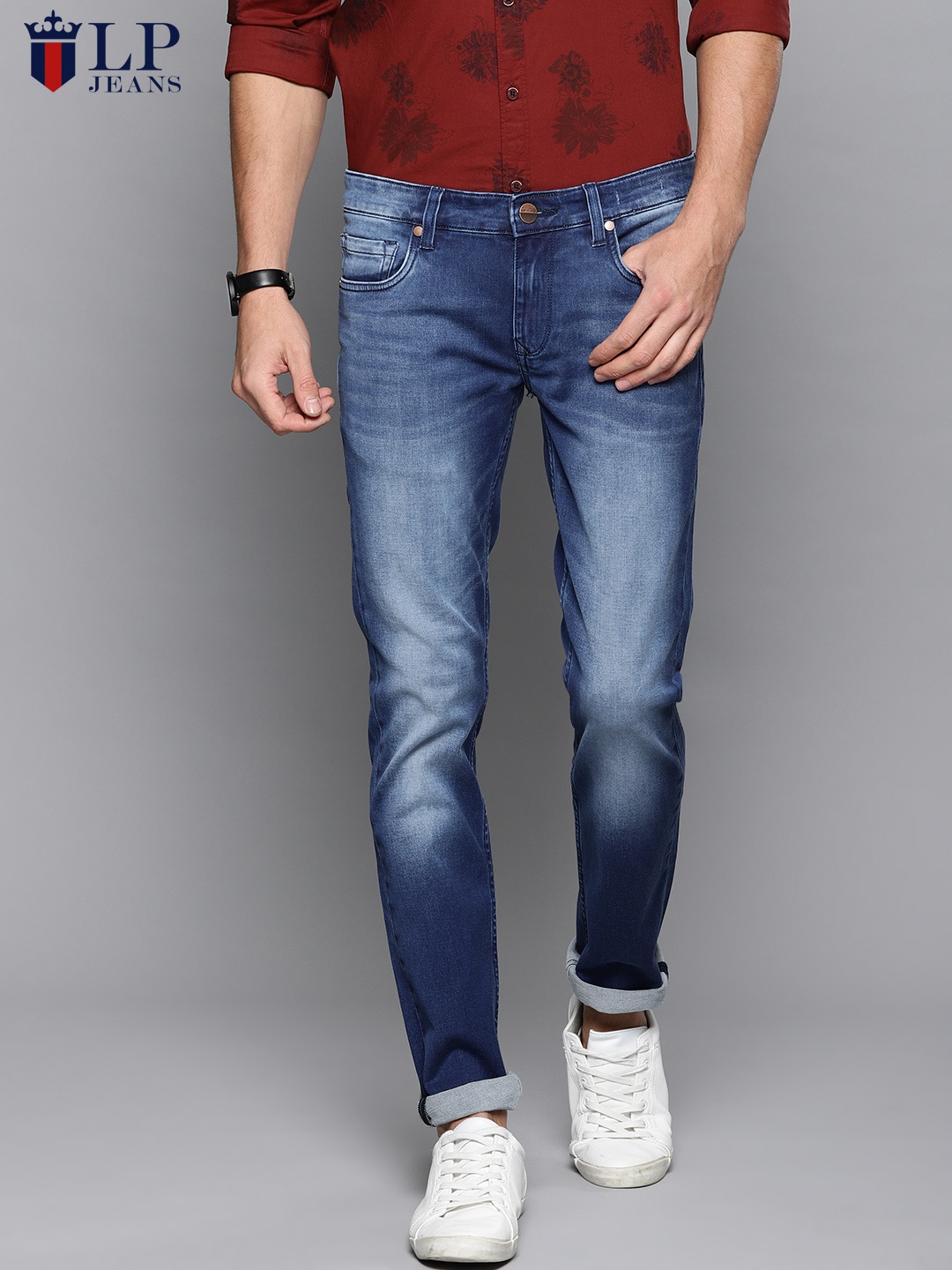 

Louis Philippe Jeans Men Blue Matt Slim Fit Low-Rise Clean Look Stretchable Jeans