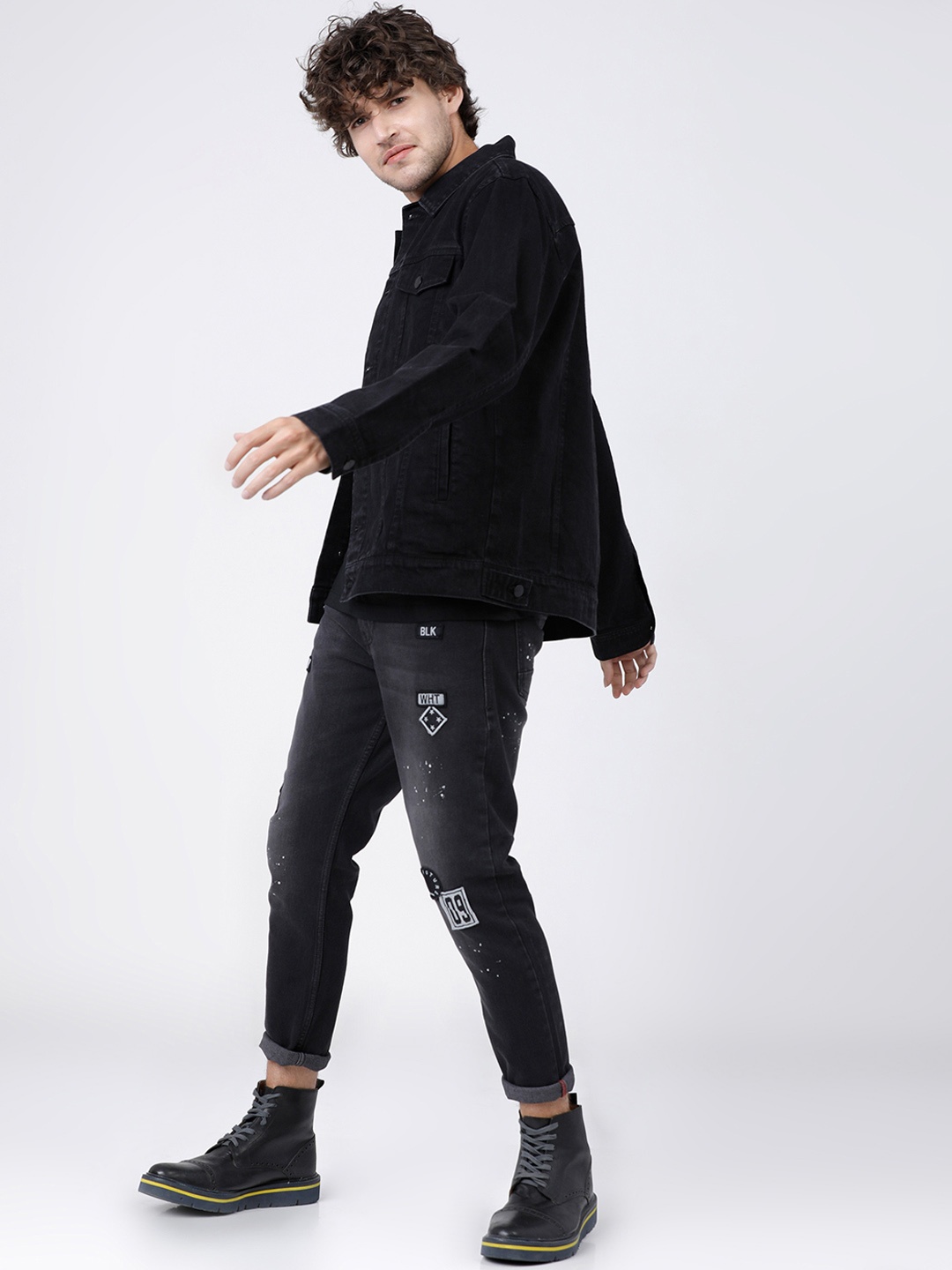 

LOCOMOTIVE Men Black Tapered Fit Mid-Rise Clean Look Stretchable Jeans