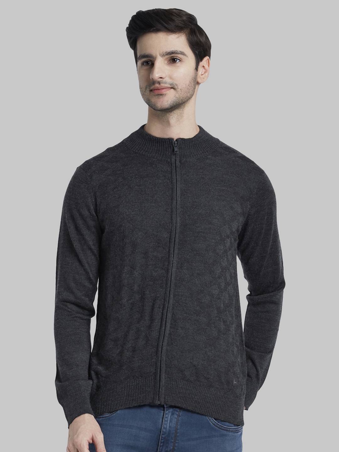 

Parx Men Grey Self Design Sweater