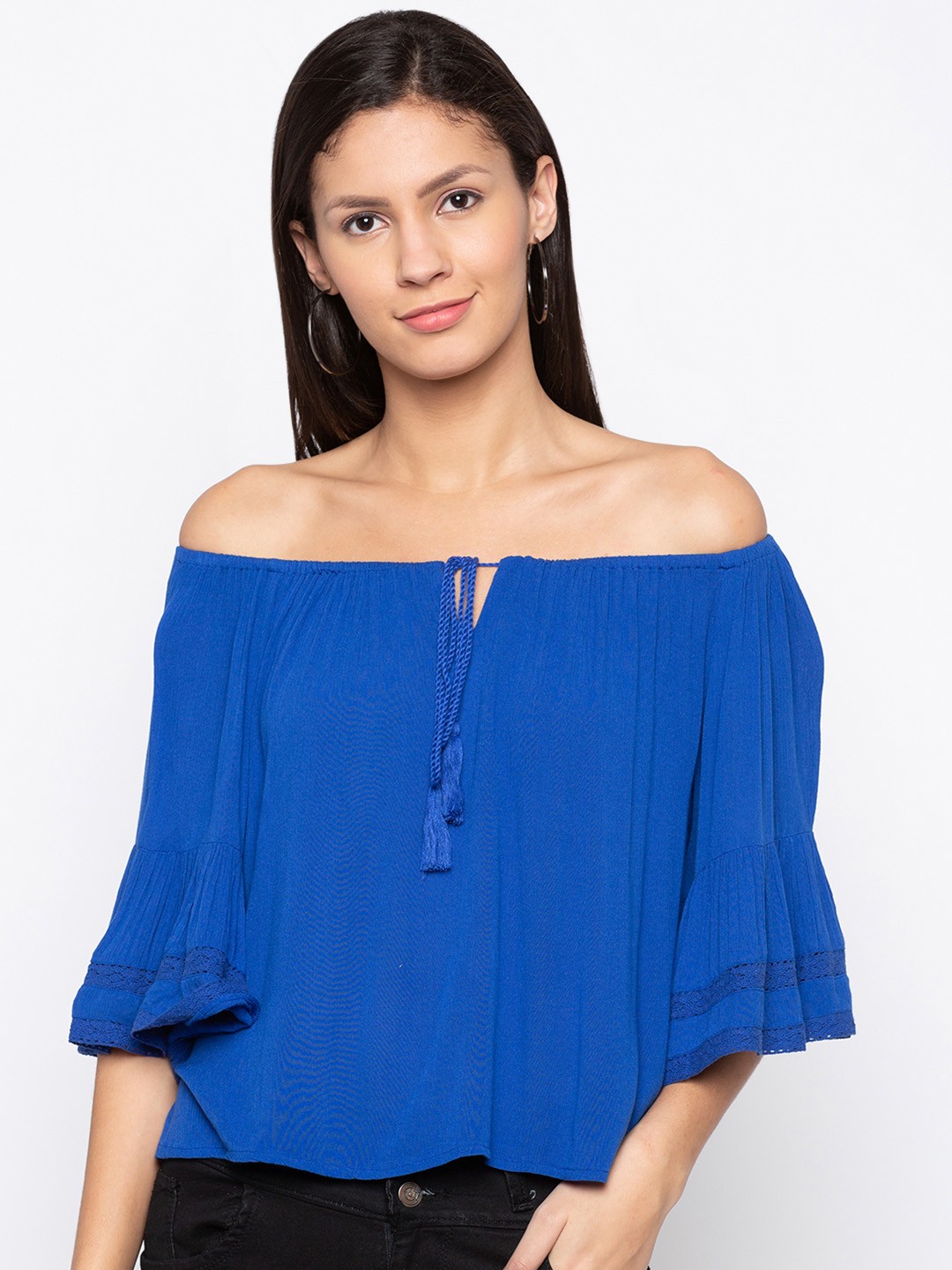 

Globus Women Blue Solid Boxy Top