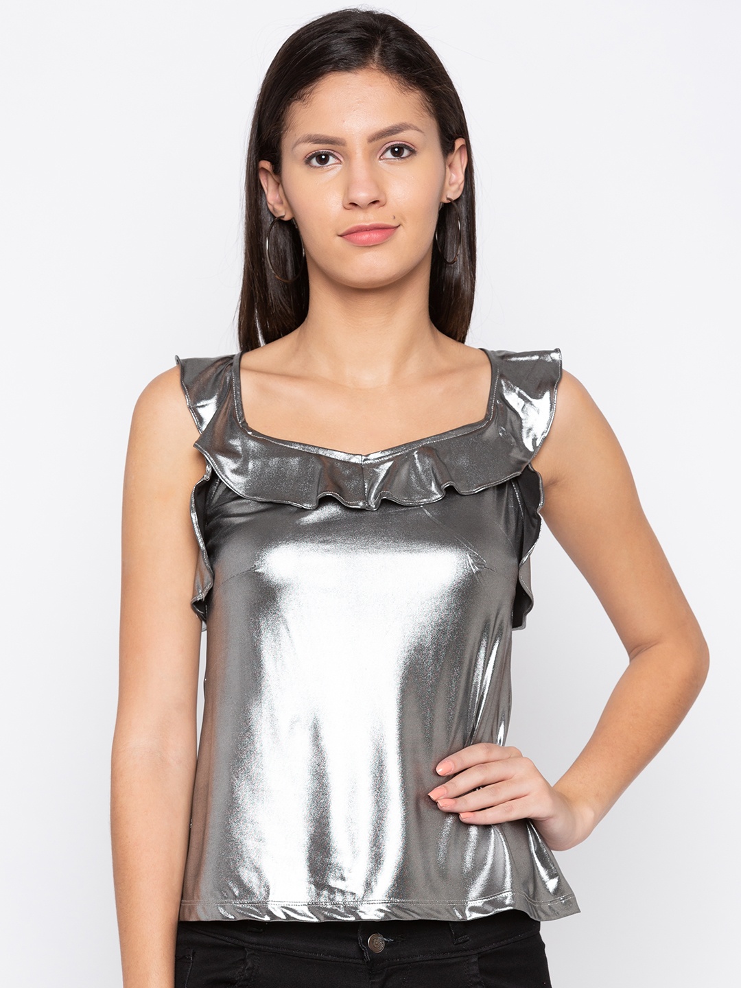 

Globus Women Silver-Toned Solid Top