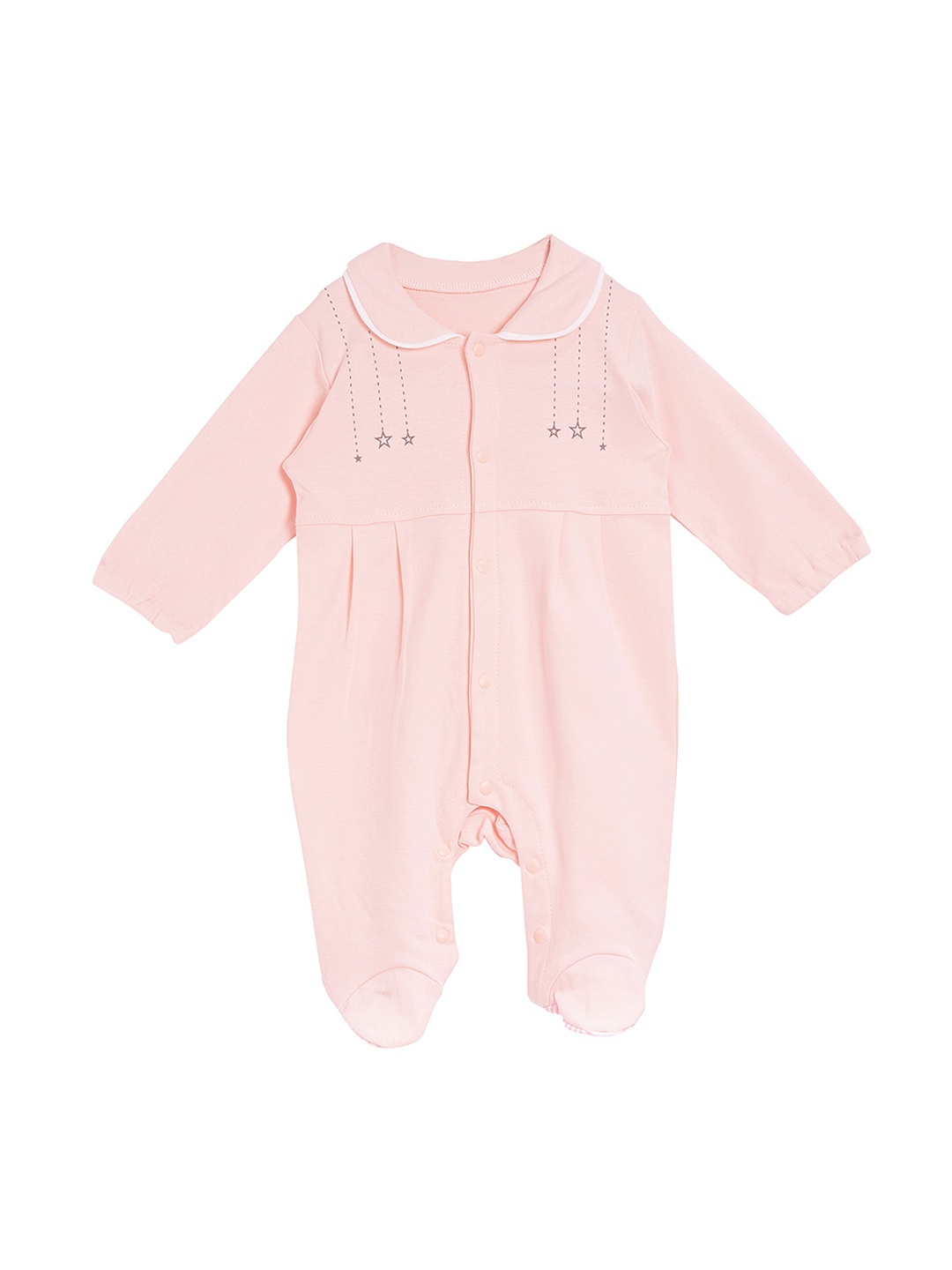 

Camey Girls Peach Solid Romper