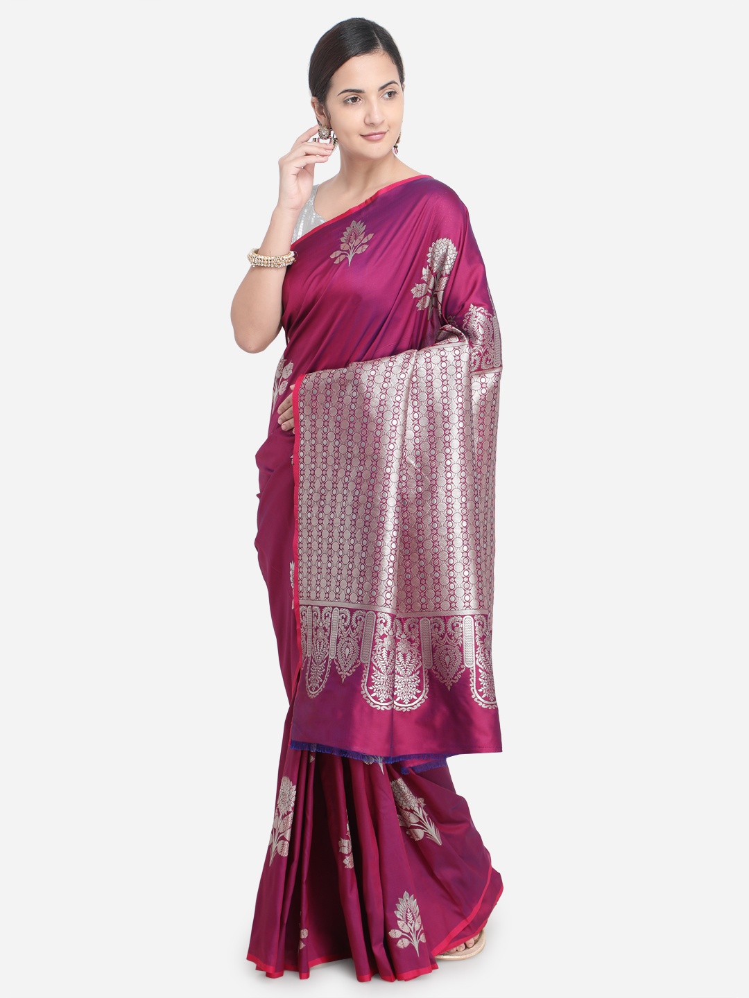 

Varkala Silk Sarees Magenta Art Silk Woven Design Banarasi Saree