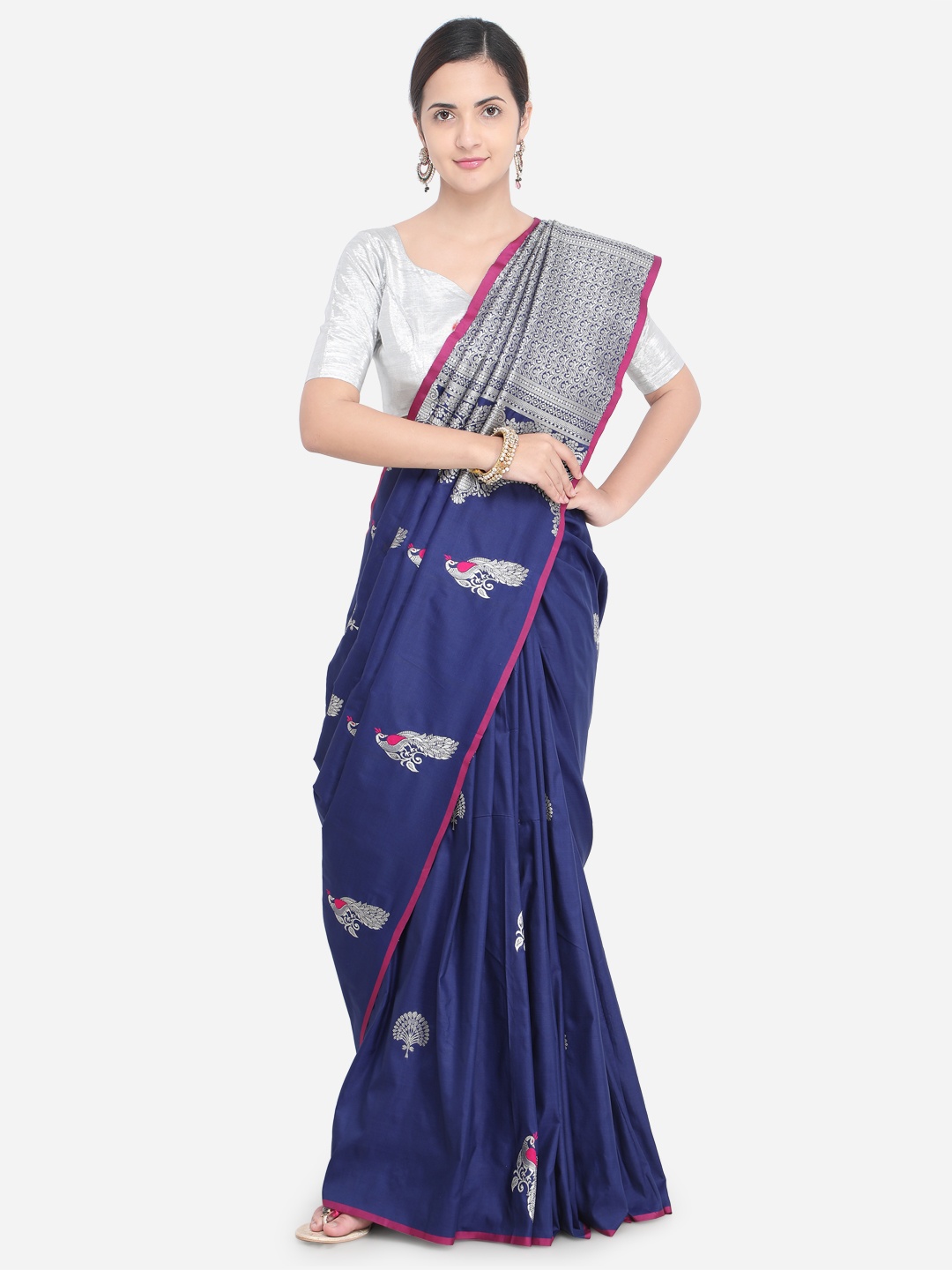 

Varkala Silk Sarees Blue Art Silk Woven Design Banarasi Saree