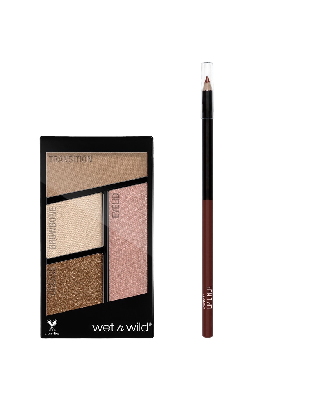 

Wet n Wild Sustainable Color Icon Eyeshadow Quads E340B & Brandy Wine Lip Liner Pencil E666 Kit, Brown