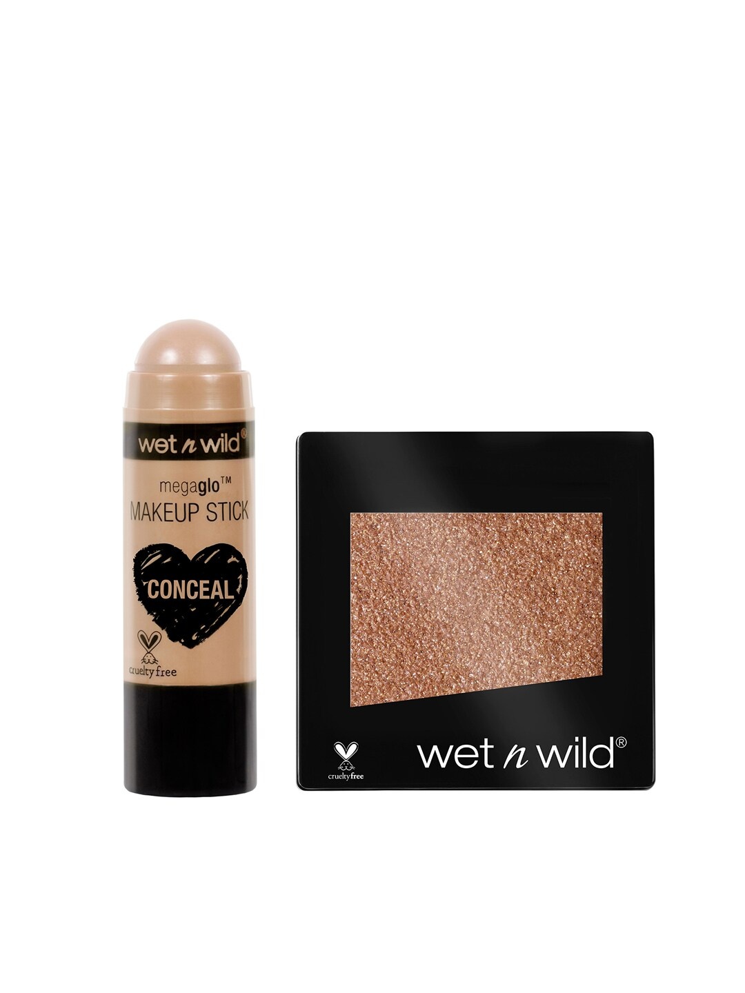 

Wet n Wild Sustainable Set of MegaGlo Makeup Stick Concealer & Glitter Single Eyeshadow, Beige