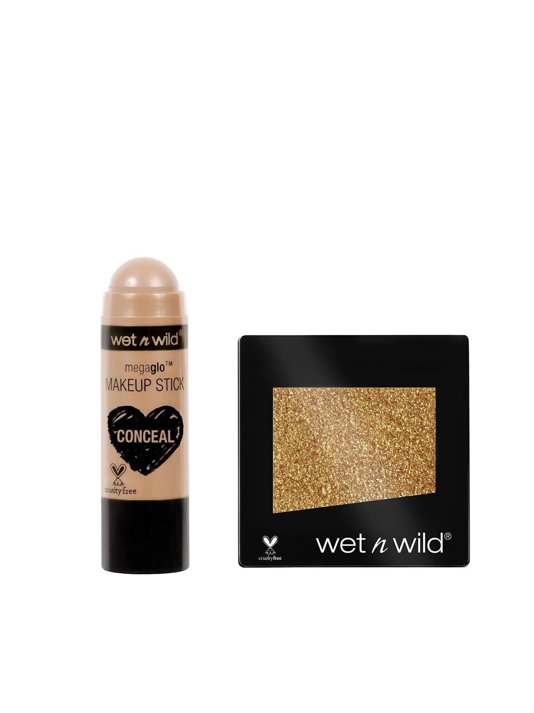 

Wet n Wild Sustainable MegaGlo Makeup Stick Concealer E807 & Color Icon Glitter Single Eyeshadow, Beige
