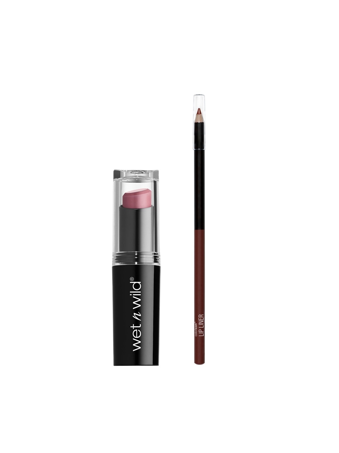 

Wet n Wild Sustainable Set of Color Brandy Wine Lip Liner Pencil & Rose The Matter Lip Color Lipstick, Pink