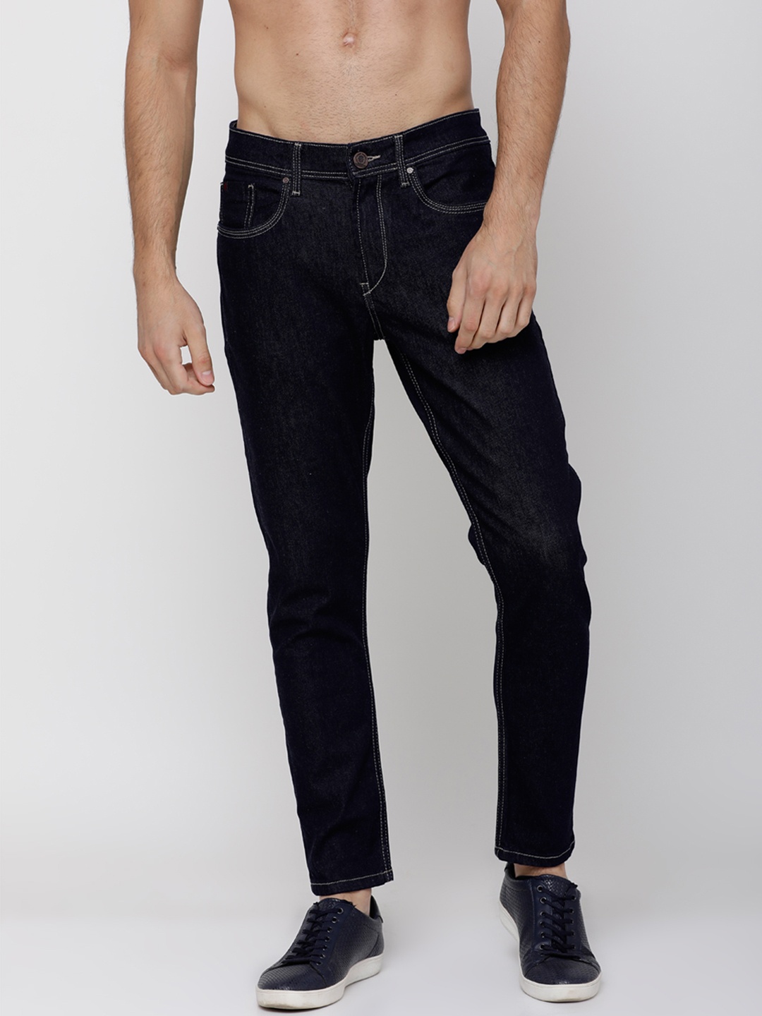

LOCOMOTIVE Men Blue Tapered Fit Mid-Rise Clean Look Stretchable Jeans
