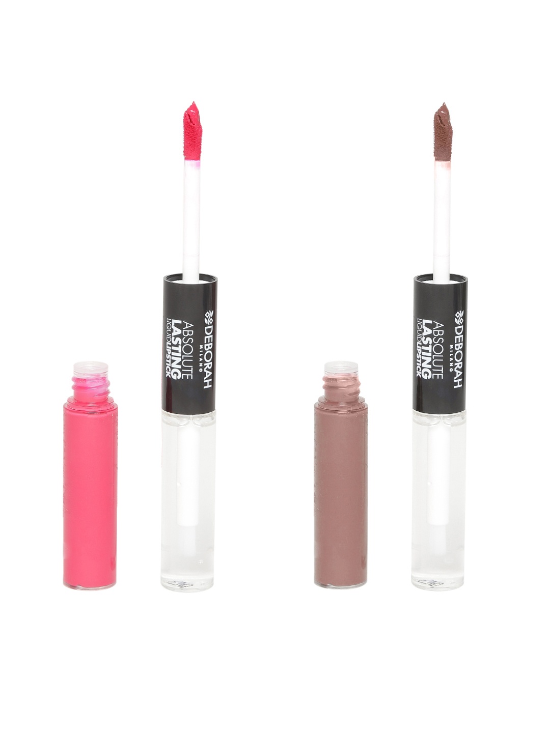 

Deborah Set of 2 Milano Absolute Lasting Fire Red & Real Nude Liquid Lipsticks with Gloss, Brown