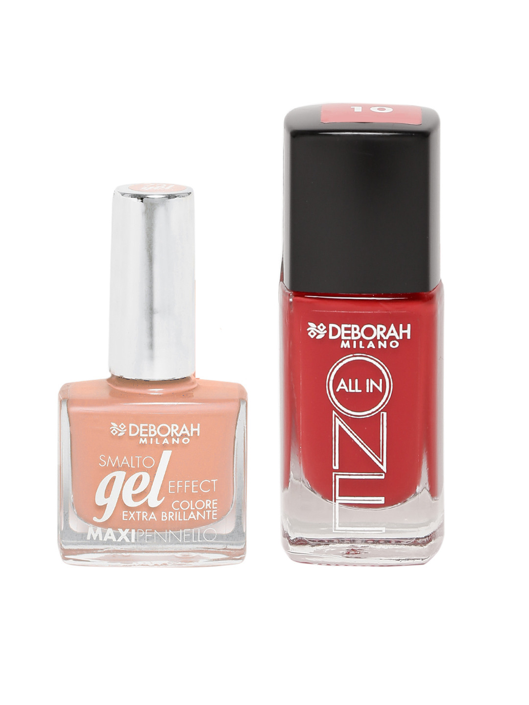 

Deborah Set of Maxipennello Coral Shell 48 & All In One Classic Red 10 Nail Polishes, Peach