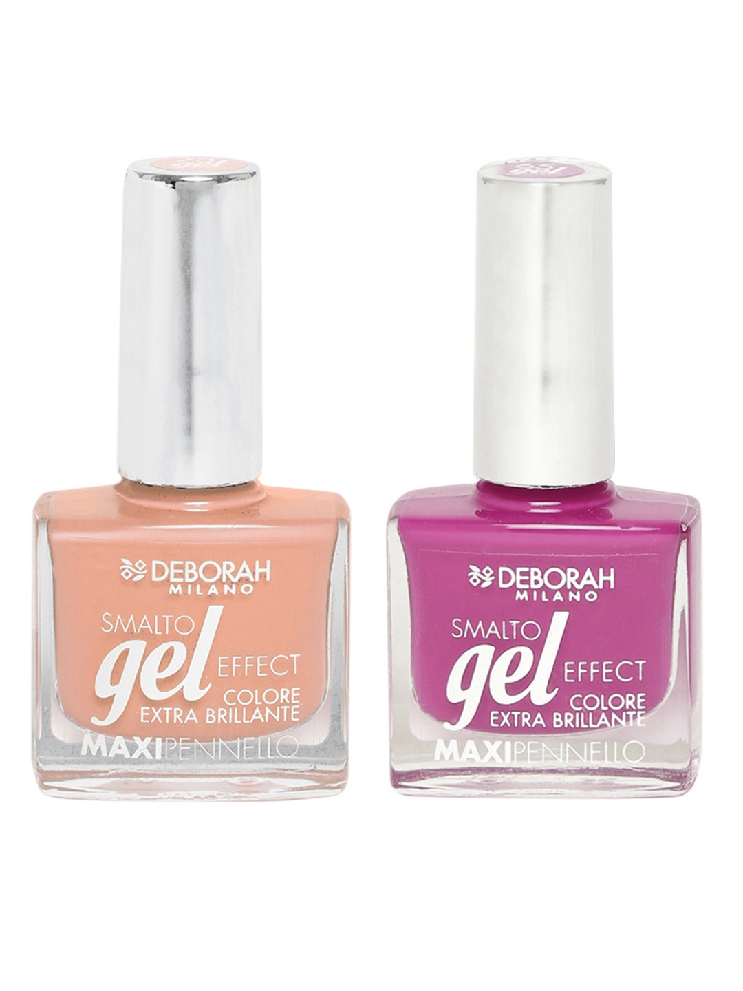 

Deborah Set of Smalto Gel Effect Maxipennello Coral Shell & Doll's Pink Nail Polishes, Peach