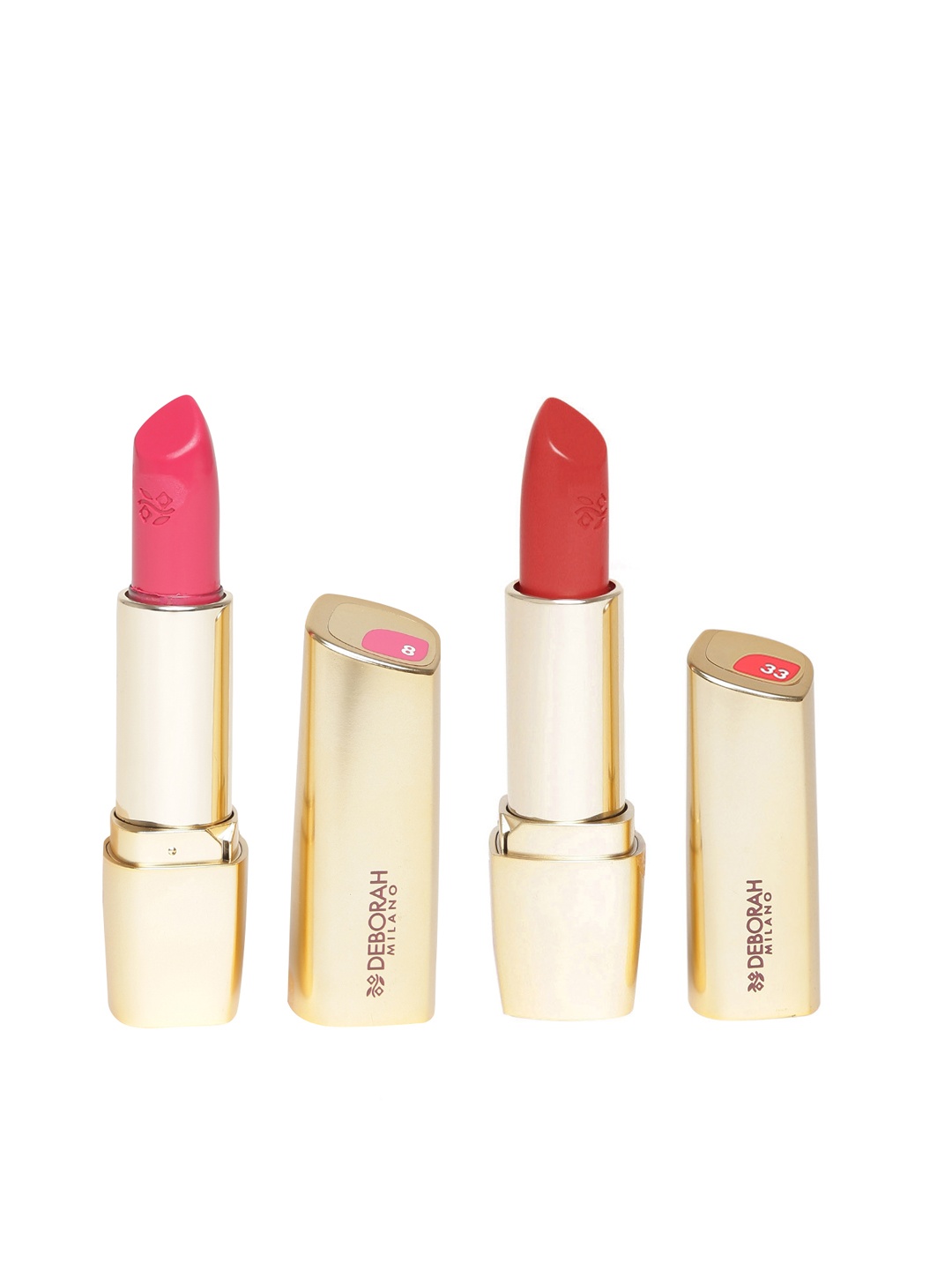 

Deborah Rossetto Milano Fuchsia Bolero Pink Lipstick 8 & Bright Red Lipstick 33 Set