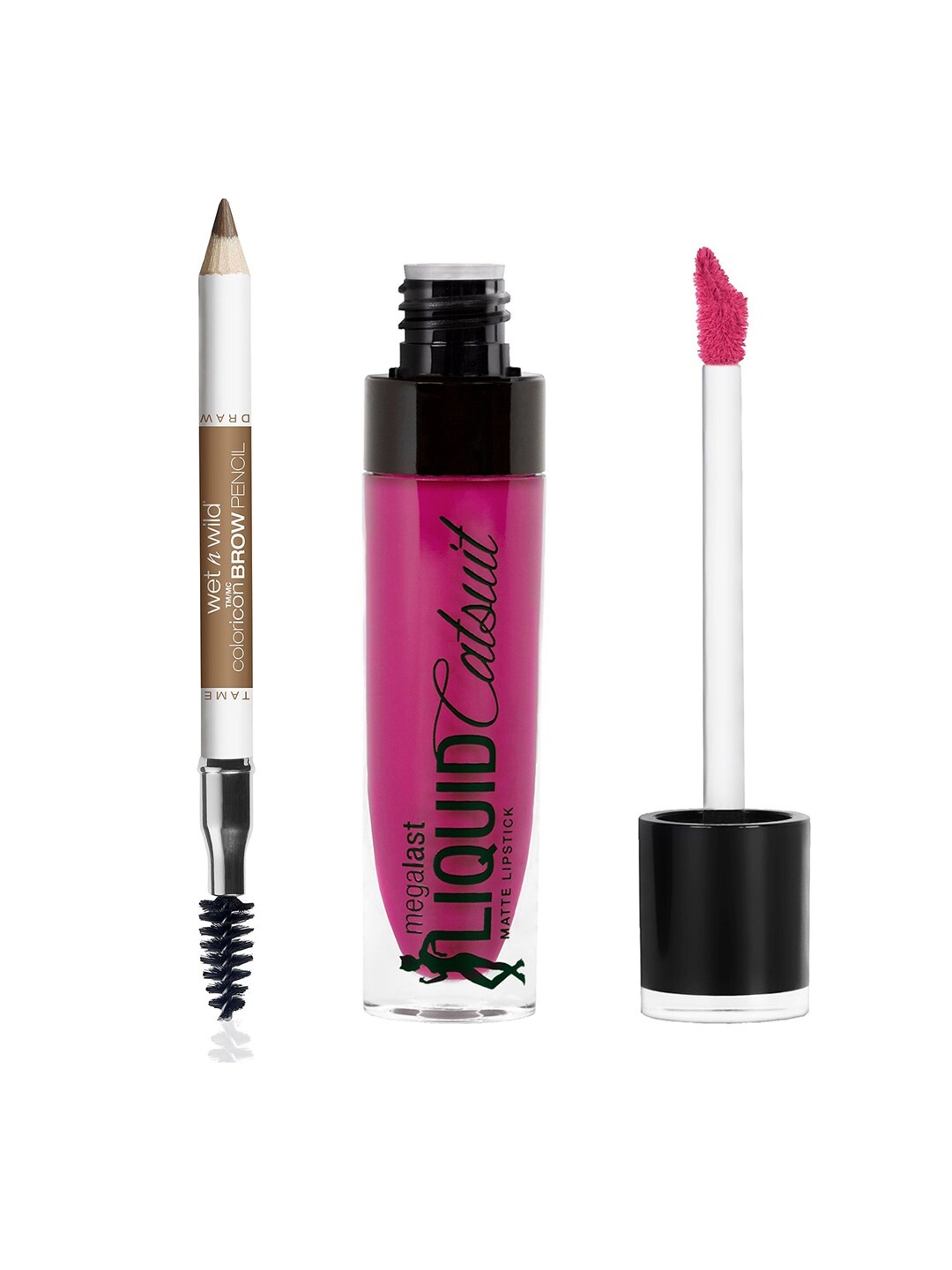 Wet n Wild Sustainable Set Of Liquid Lipstick & Brow Pencil, Magenta