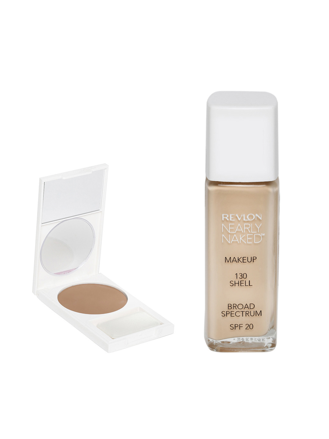 

Revlon Nearly Naked Set of Medium Pressed Powder 030 & Shell SPF 20 Foundation 130, Beige