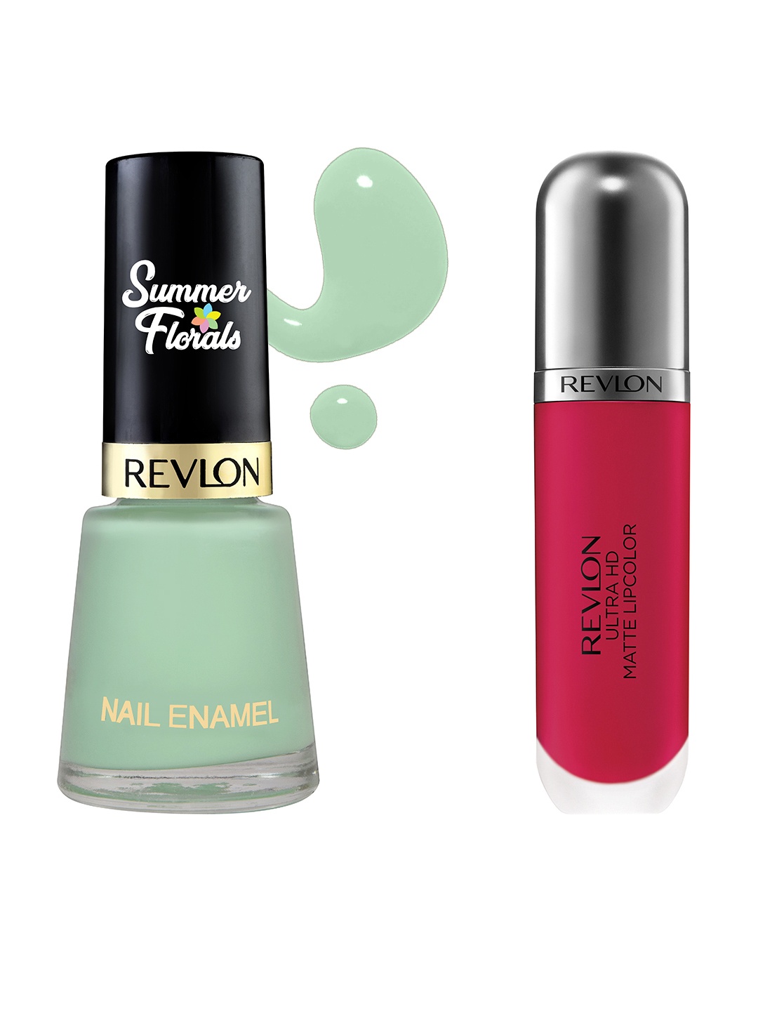 

Revlon Set of Green Orchid Nail Enamel 559 & Matte Lip Color - HD Romance 5.9 ml, Maroon
