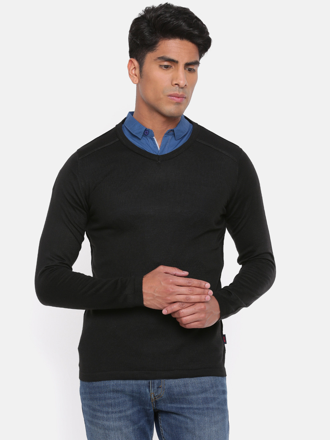 

Jack & Jones Men Black Solid Pullover