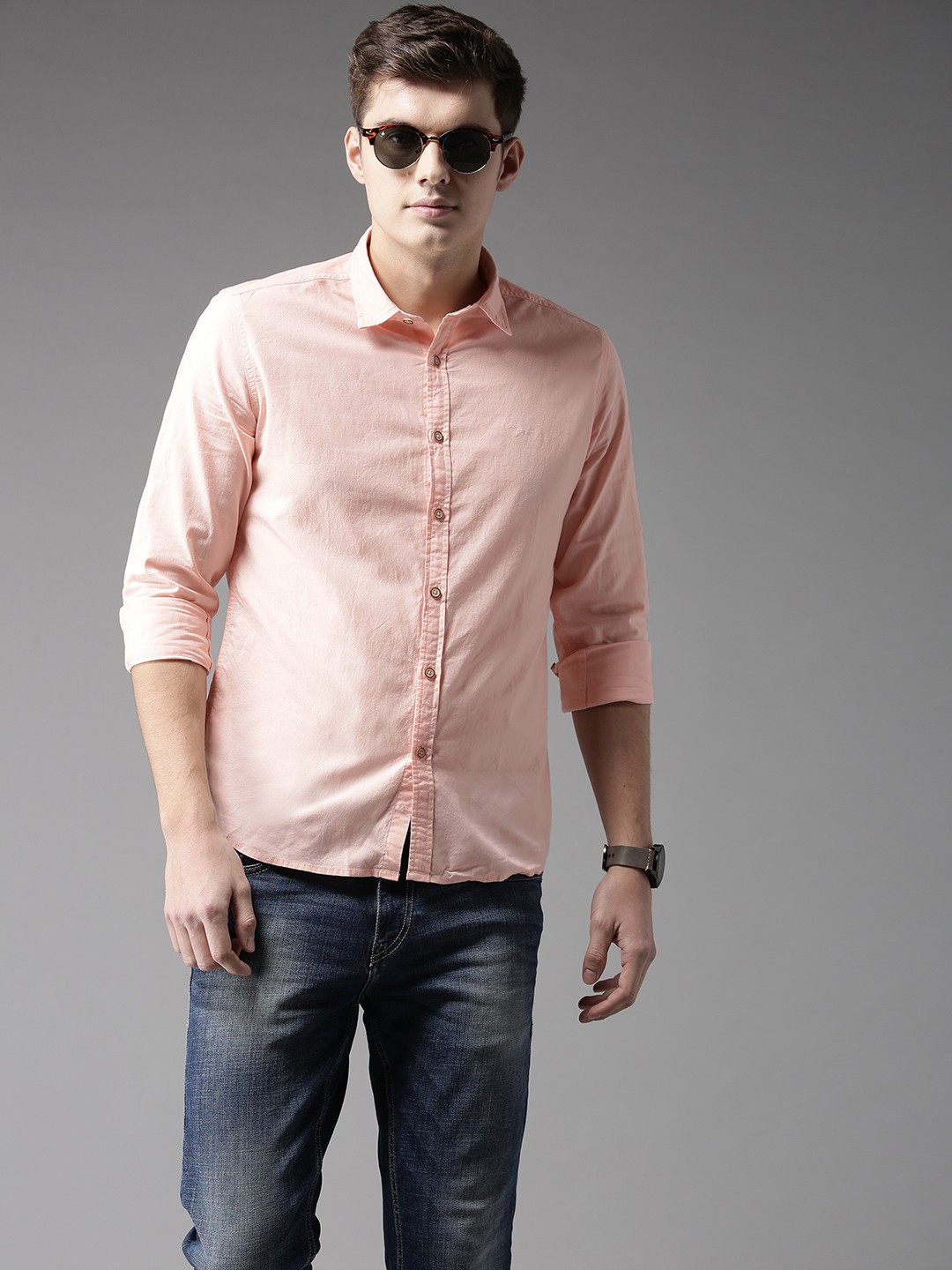 

Flying Machine Men Pink Regular Fit Solid Casual Shirt
