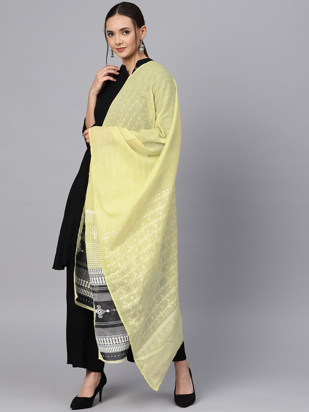 

W Green Printed Pure Cotton Dupatta