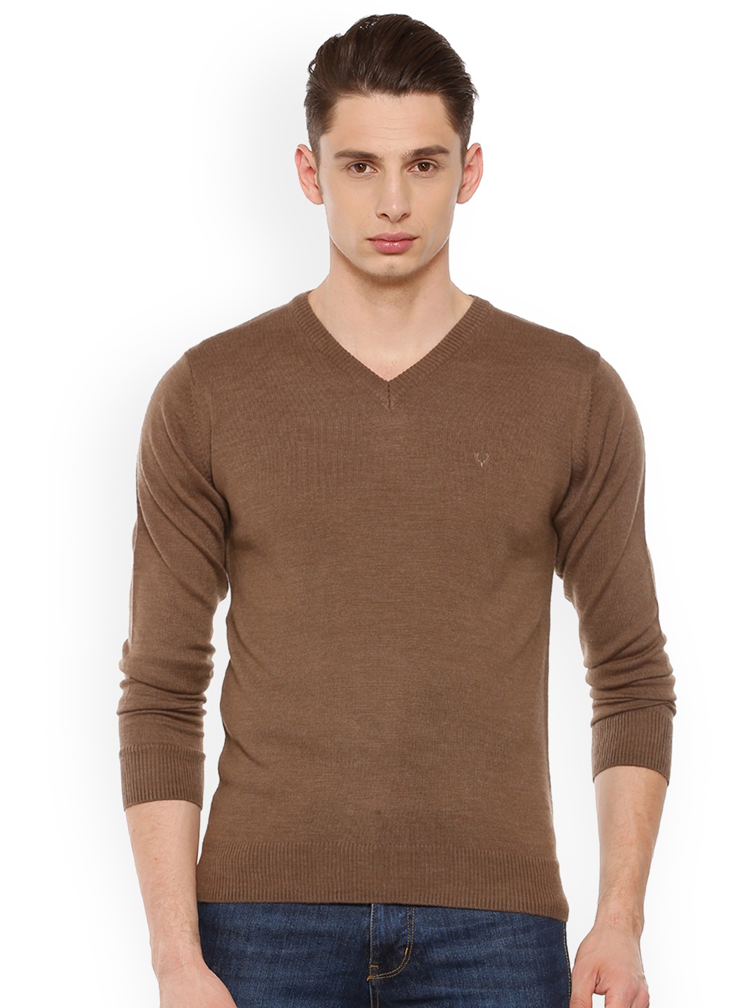 

Allen Solly Men Brown Solid Sweater