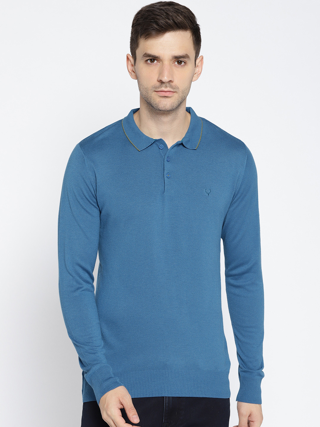 

Allen Solly Men Blue Solid Polo Collar T-shirt