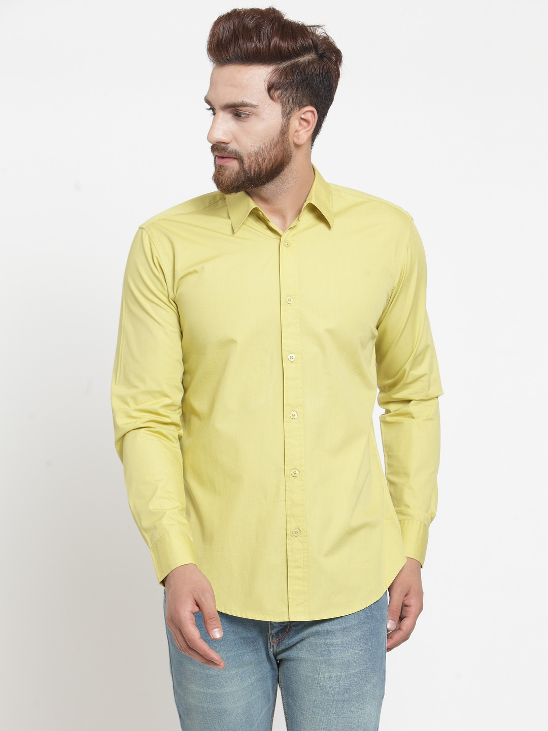

Purple State Men Lime Green Slim Fit Solid Casual Shirt