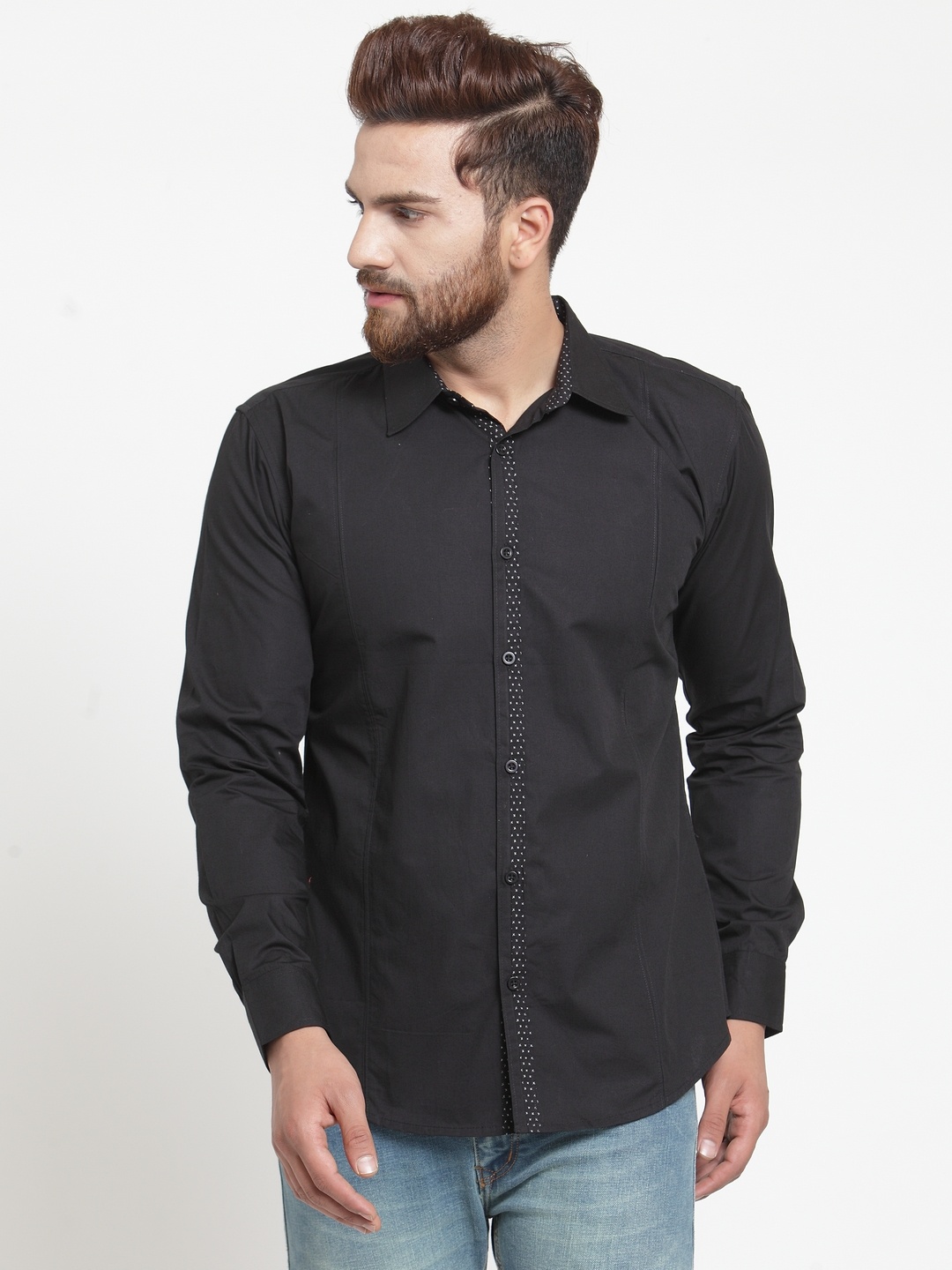 

Purple State Men Black Slim Fit Solid Casual Shirt