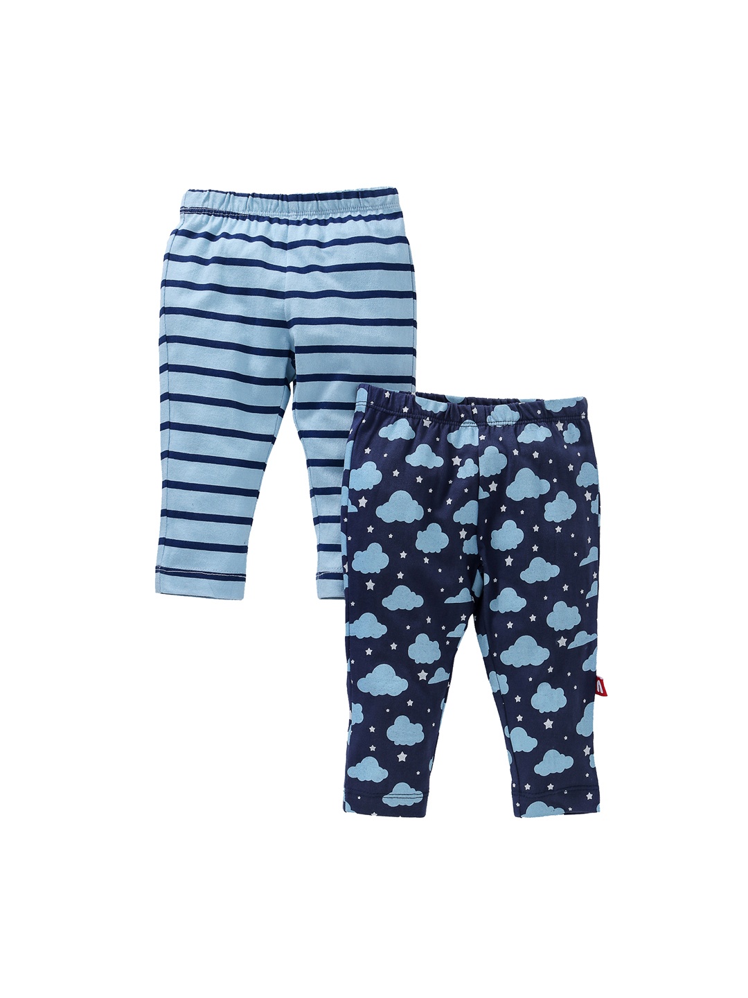 

Nino Bambino Girls Pack of 2 Printed Ankle-Length Organic Cotton Leggings, Blue