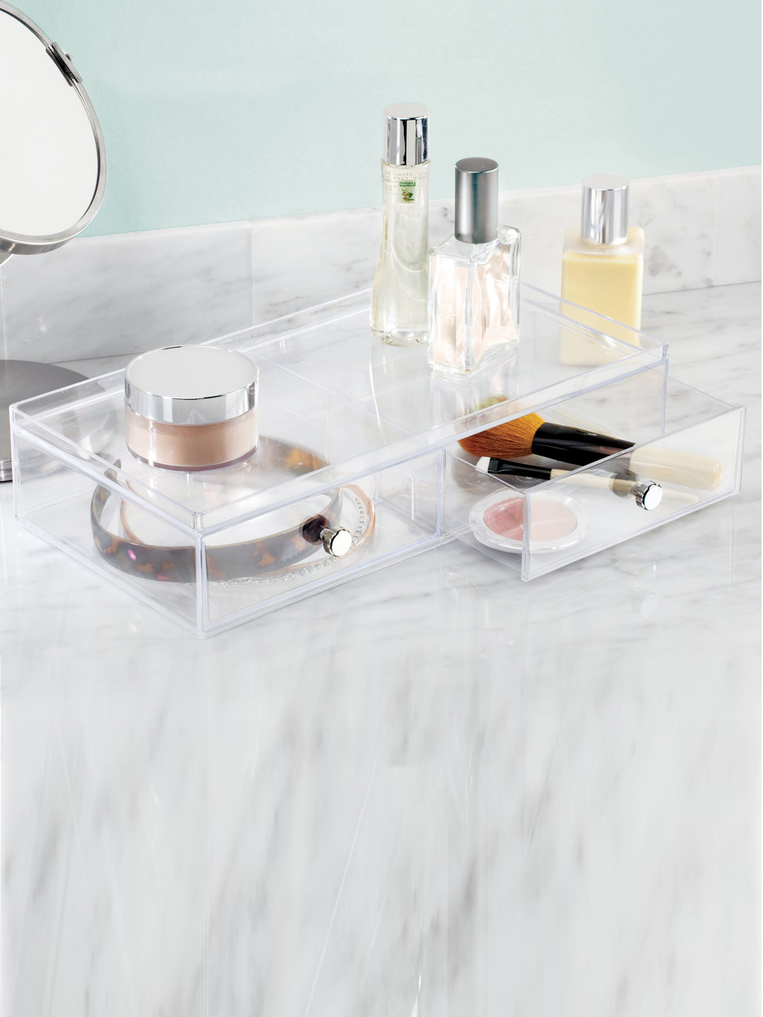 

InterDesign Transparent Plastic Wardrobe Drawer Organiser, White