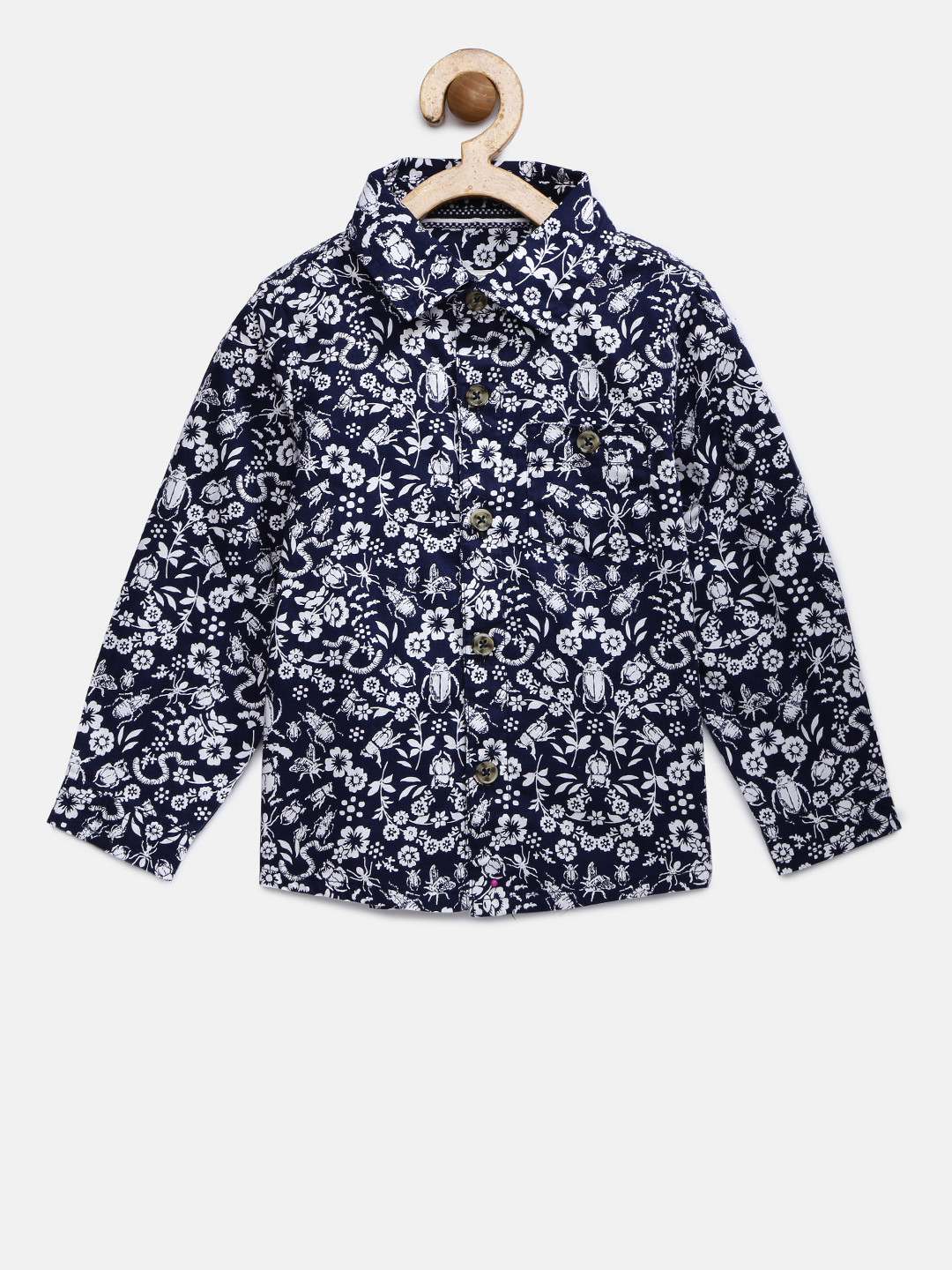 

MONSOON CHILDREN Boys Navy Blue & White Regular Fit Printed Casual Shirt