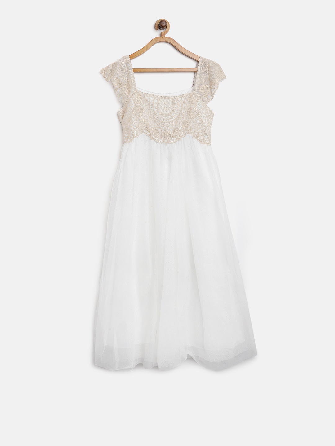

MONSOON CHILDREN Girls White & Golden Shimmery Net Maxi Dress