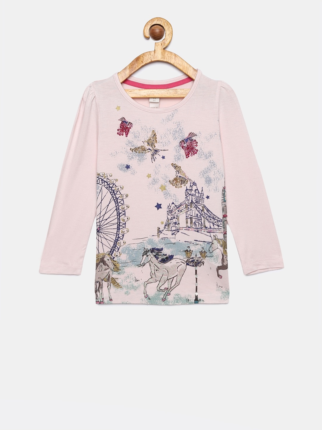 

MONSOON CHILDREN Girls Nude-Coloured Printed Top
