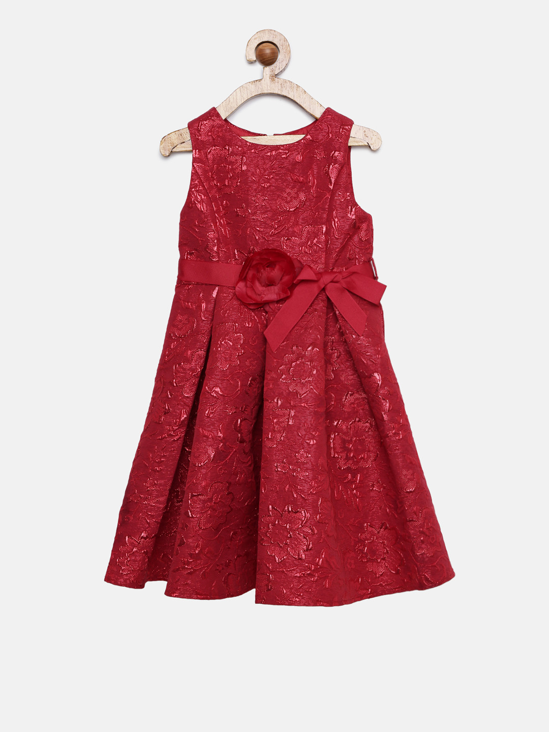 

MONSOON CHILDREN Girls Red Self Design A-Line Dress