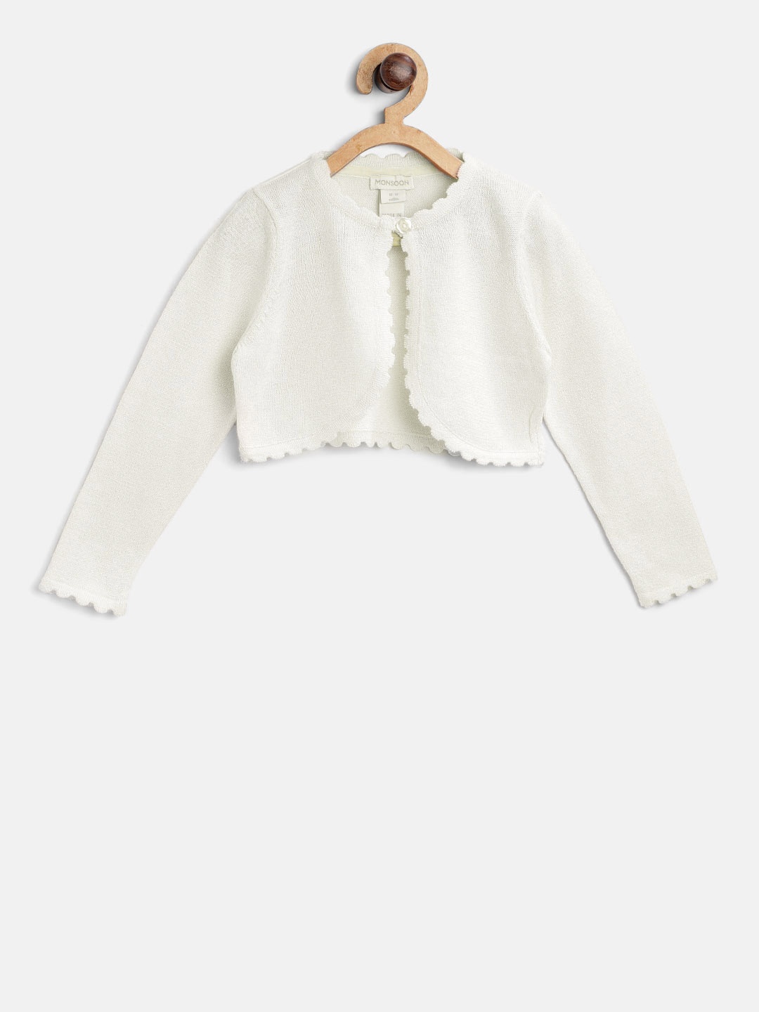 

MONSOON CHILDREN Off-White Solid Button Crop Shrug