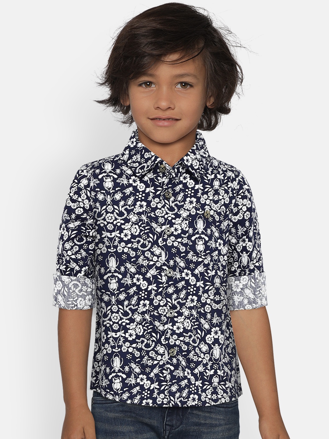 

MONSOON CHILDREN Boys Navy Blue Regular Fit Printed Casual Shirt