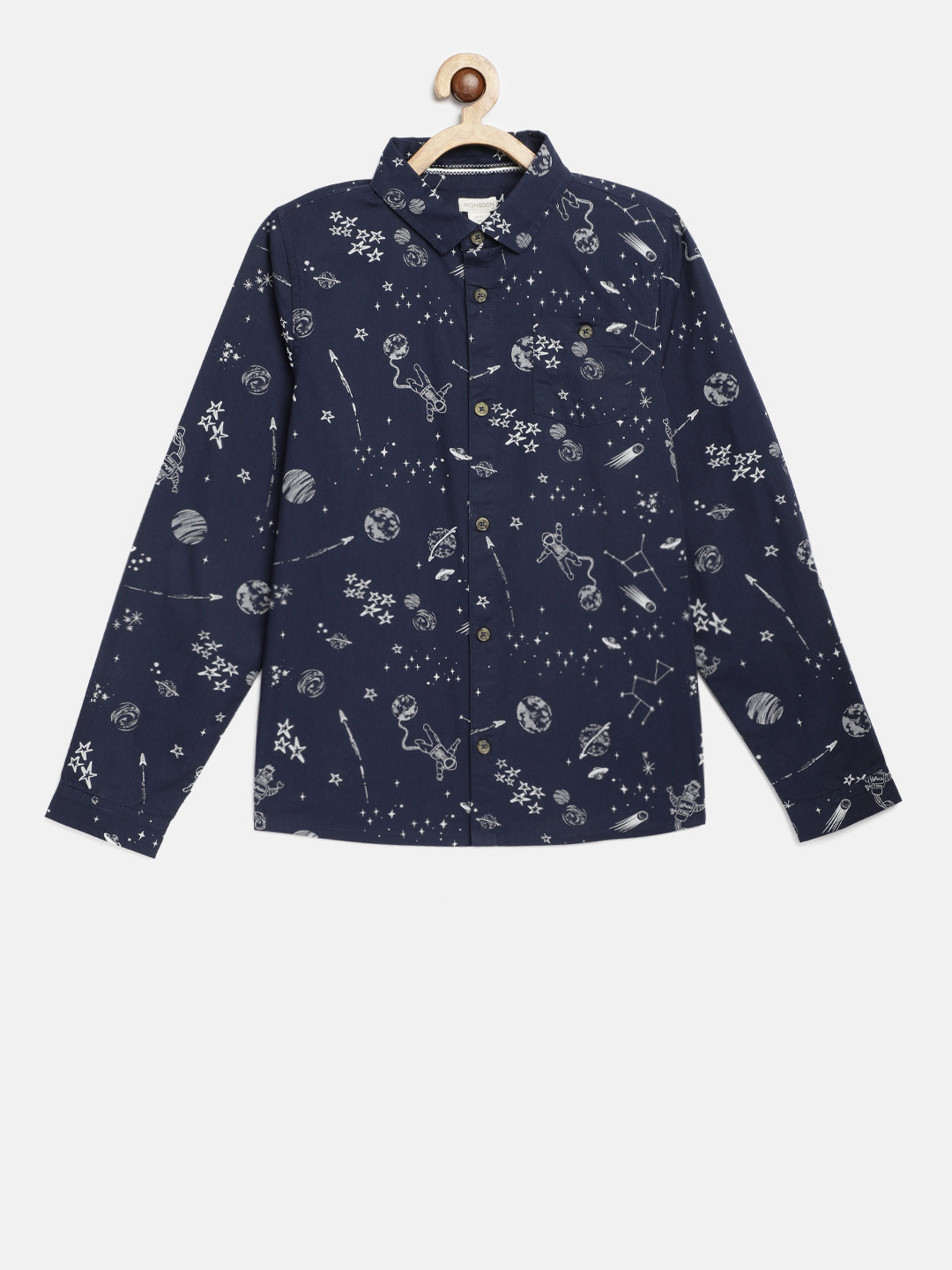 

MONSOON CHILDREN Boys Navy Blue Regular Fit Printed Casual Shirt