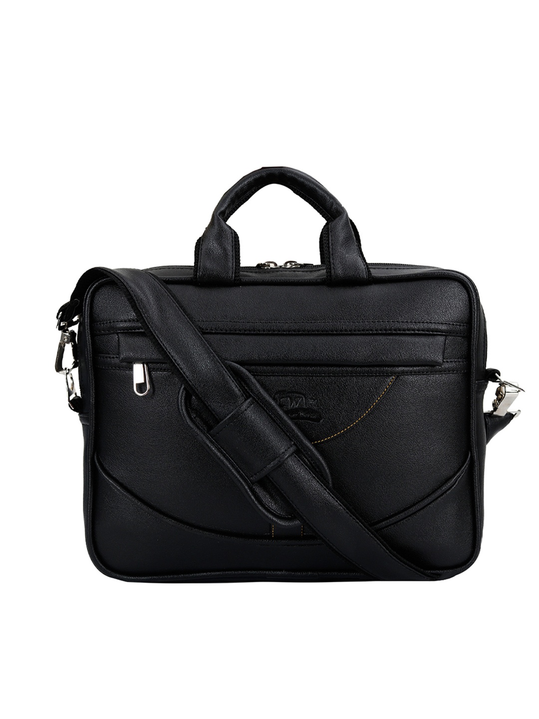 

Leather World Unisex Black Solid Laptop Bag