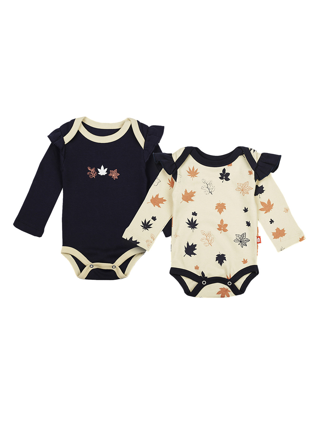

Nino Bambino Pack Of 2 Girls Organic Cotton Black & White Printed Bodysuits