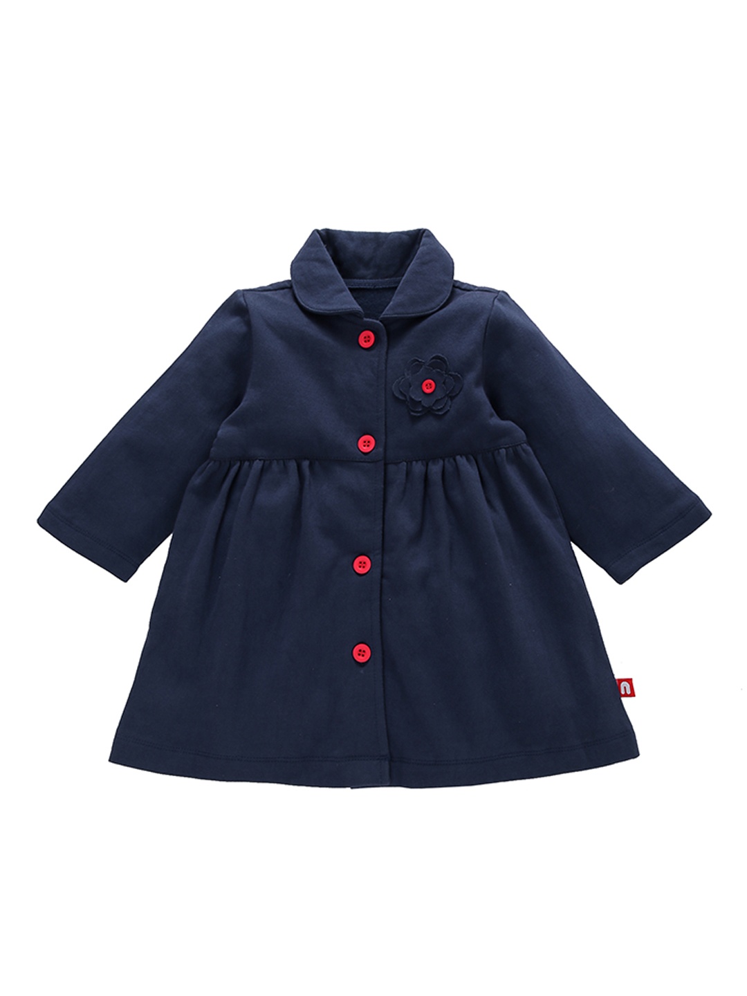

Nino Bambino Girls Organic Cotton Navy Blue Solid Shirt Style Top