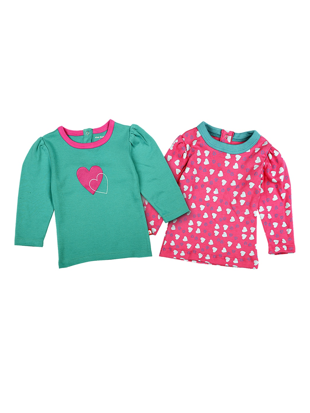 

Nino Bambino Girls Pack Of 2 Printed Round Neck Organic Cotton T-shirt, Pink