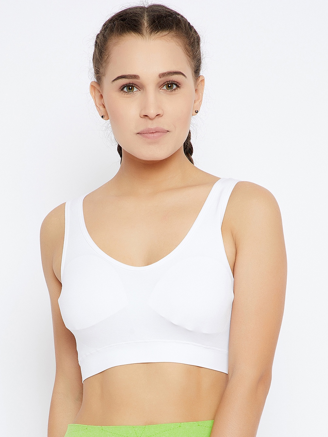 

C9 AIRWEAR Seamless Full Coverage Non Padded Breathable Workout Bra- All Day Comfort, White