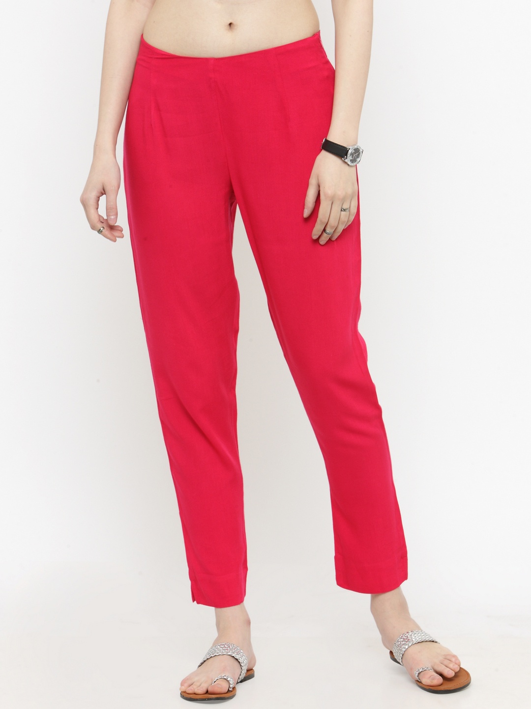 

Varanga Women Pink Straight Fit Solid Regular Trousers