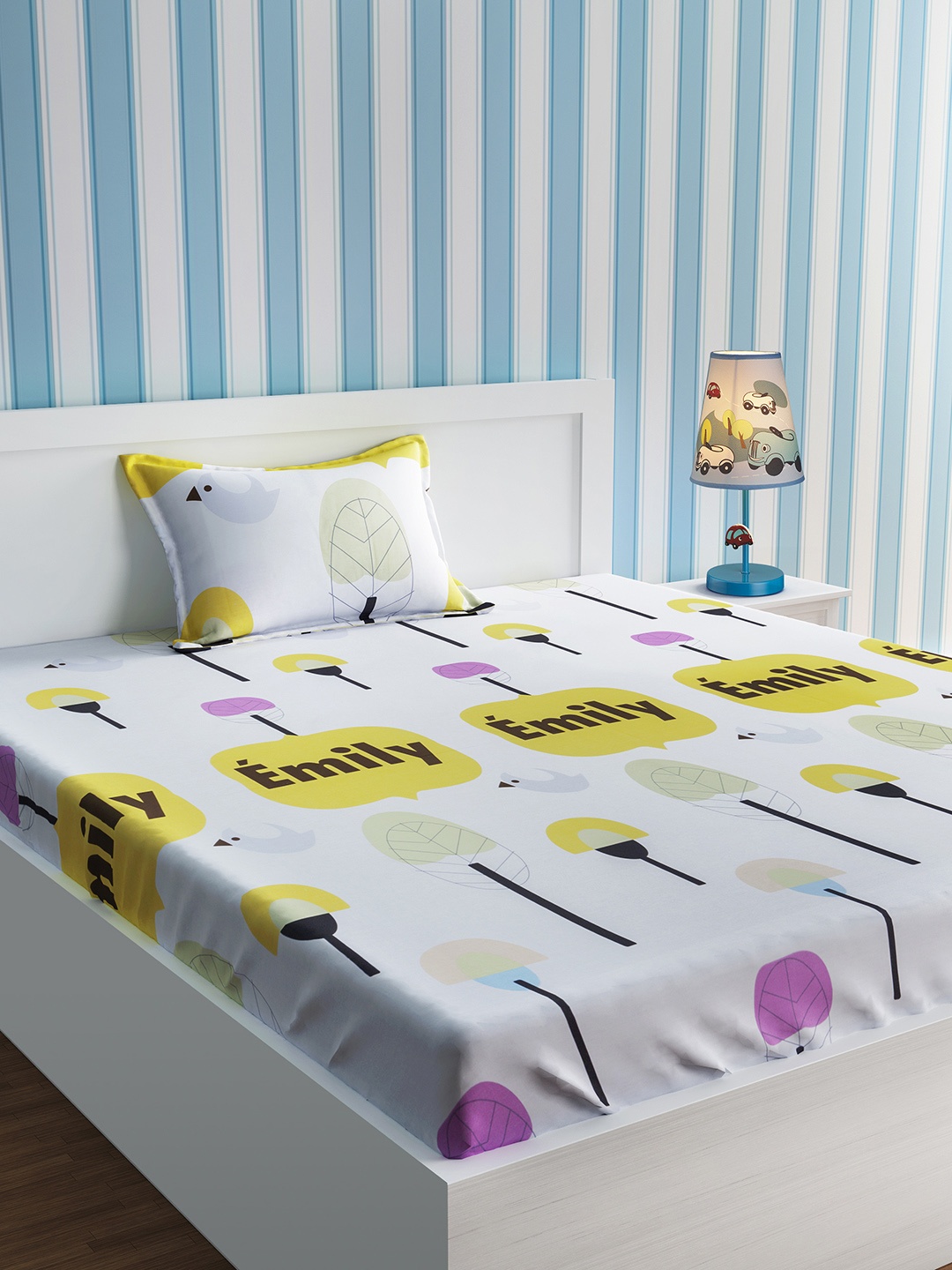 

URBAN DREAM Multicoloured Cartoon Characters Flat 210 TC Cotton 1 Single Bedsheet with 1 Pillow Covers, Multi