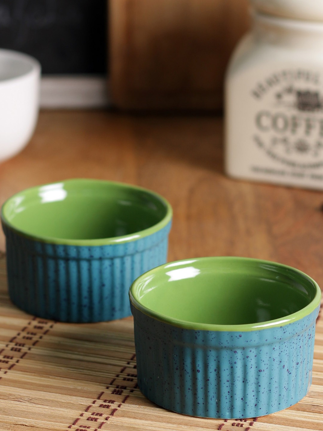 

MIAH Decor Set Of 2 Blue Printed Ceramic Bowls Set