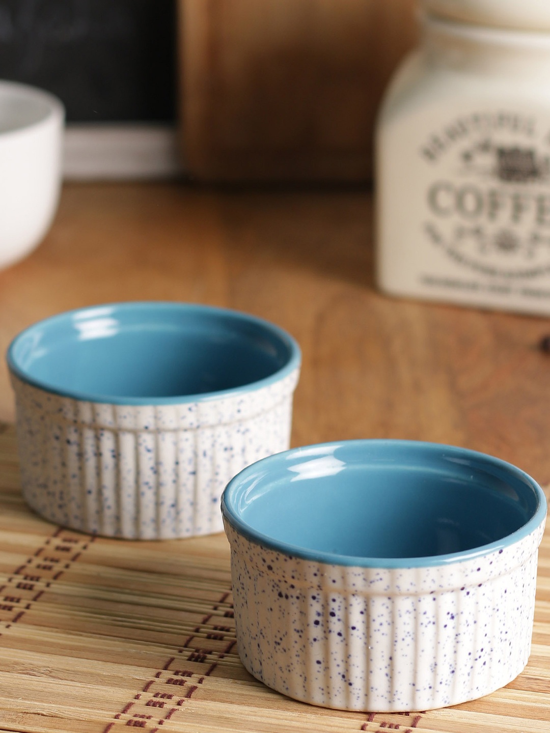 

MIAH Decor Set Of 2 White Printed Ceramic Bowls Set