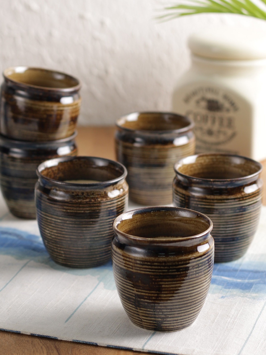 

MIAH Decor Set Of 6 Brown Solid Ceramic Kulladhs Set