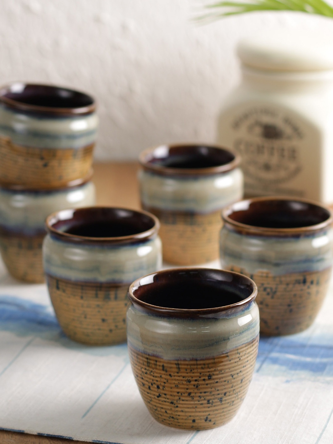 

MIAH Decor Set Of 6 Brown Printed Ceramic Kulladhs Set