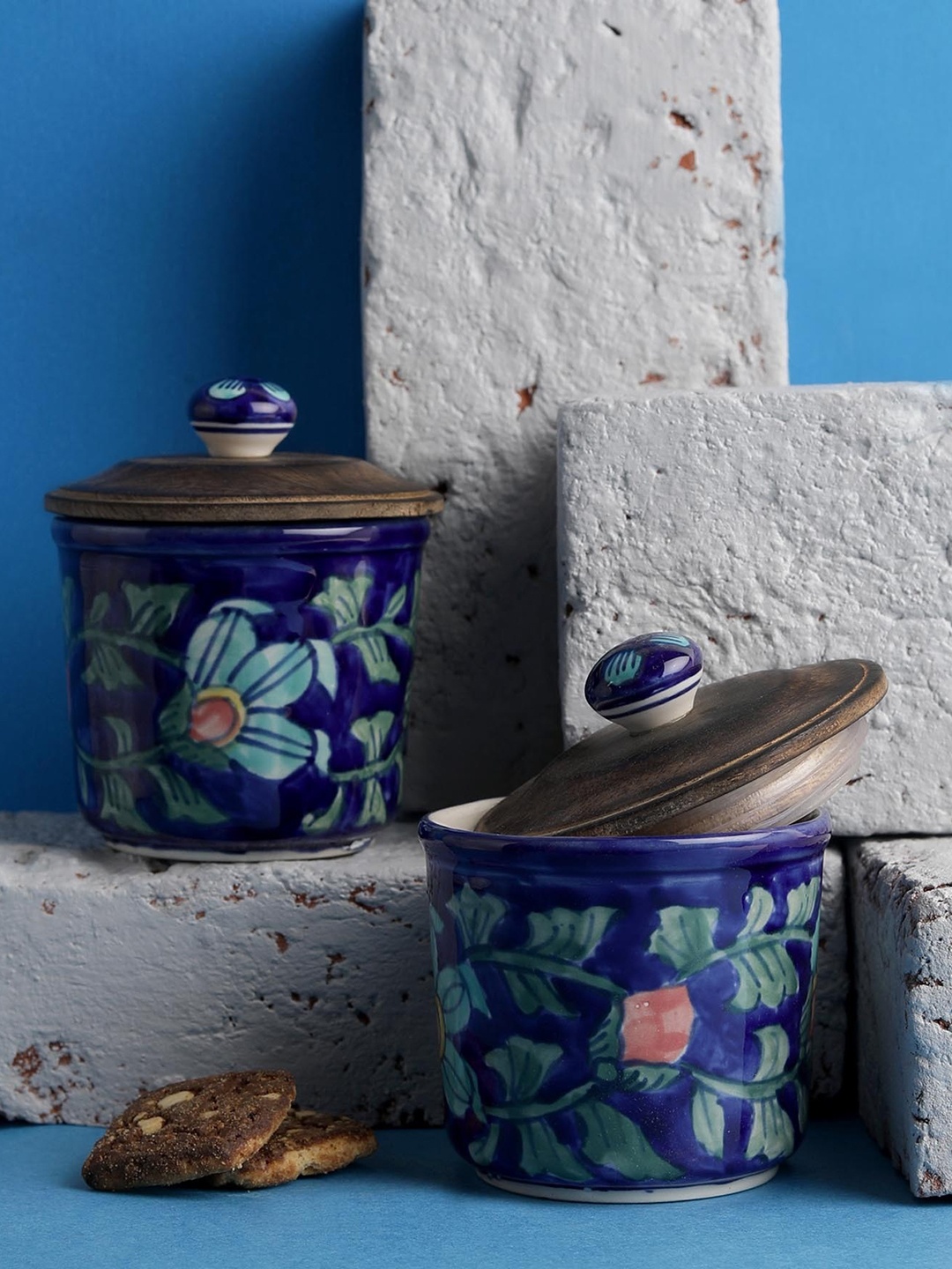 

MIAH Decor Set Of 2 Blue Printed Ceramic Bowls Set