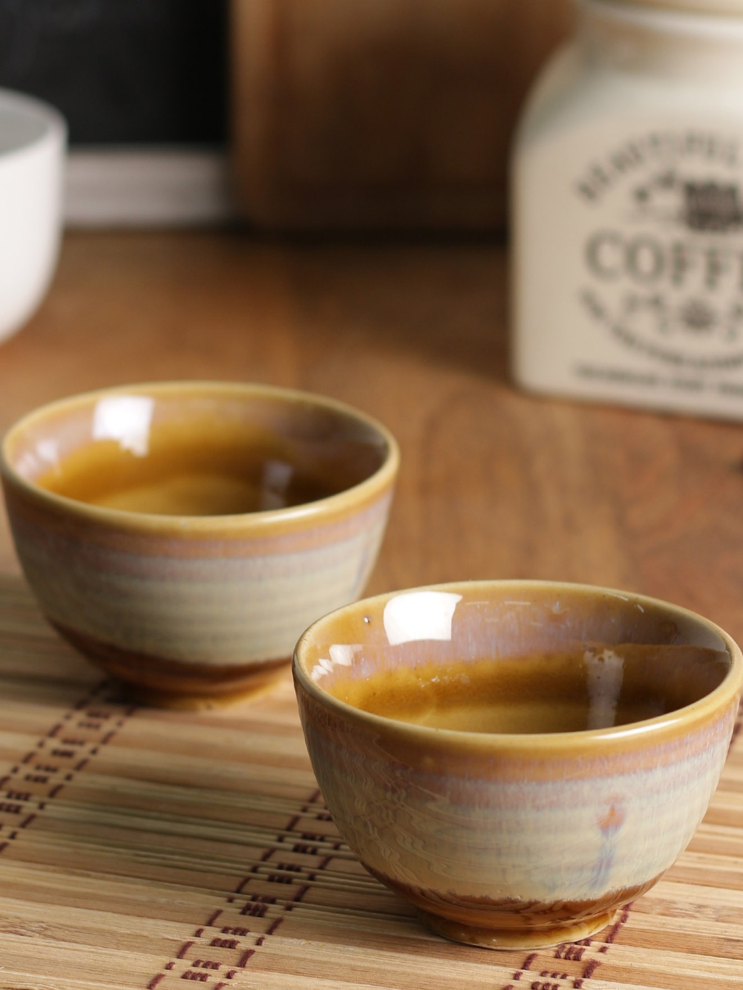 

MIAH Decor Set Of 2 Brown Printed Ceramic Bowls Set